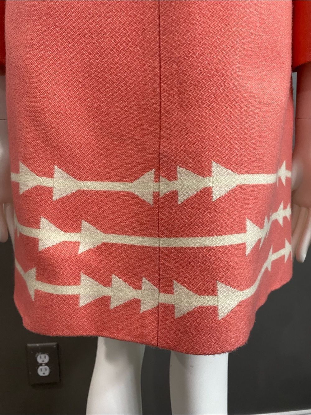 Lauren Moffatt Eastward Dress Coat Coral Arrow-Trim Wool Size M - Picture 12 of 15
